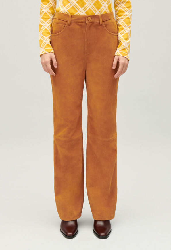224CLARKEBIS : Pantalones De Cuero color BEIGE FONCE