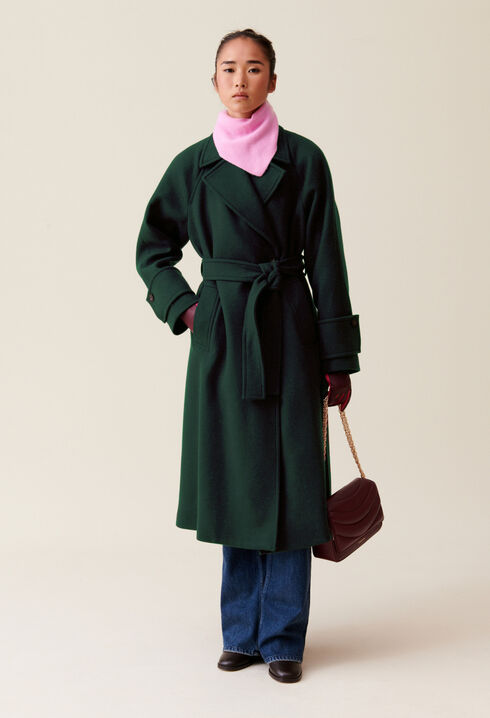 Abrigo largo estilo trench verde