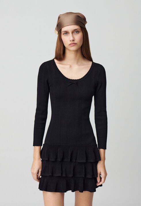 Vestido corto de punto fino