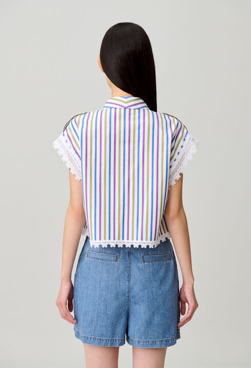 Camisa a rayas con encaje