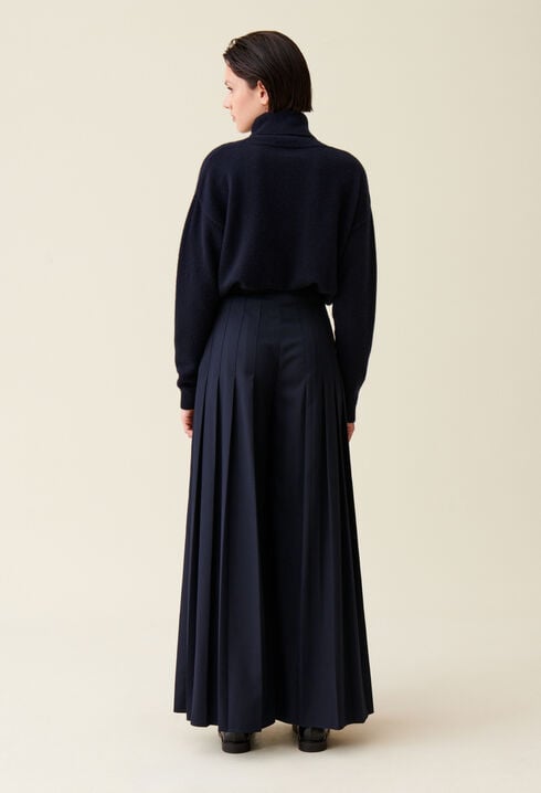 Pantalón plisado amplio azul marino 