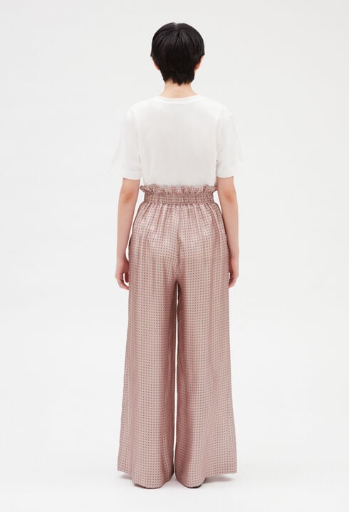 Pantalón ancho de seda en rosa
