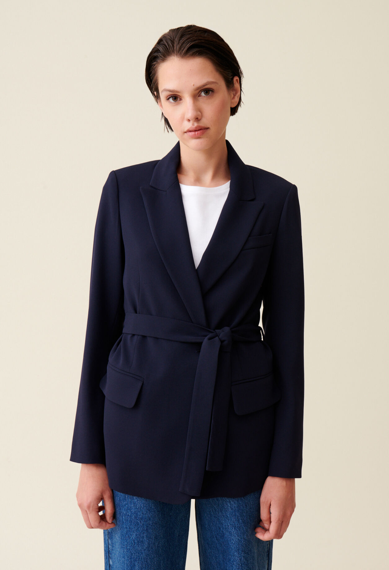 Chaqueta de traje azul marino 