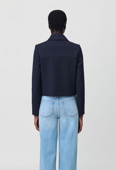 Chaqueta caja azul marino