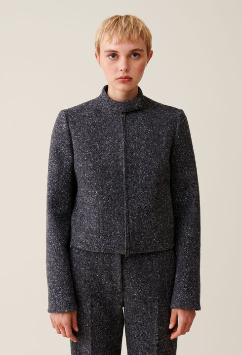 Chaqueta corta gris lana mezclada
