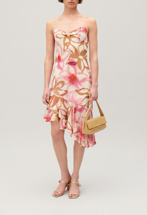 Vestido midi estampado de seda