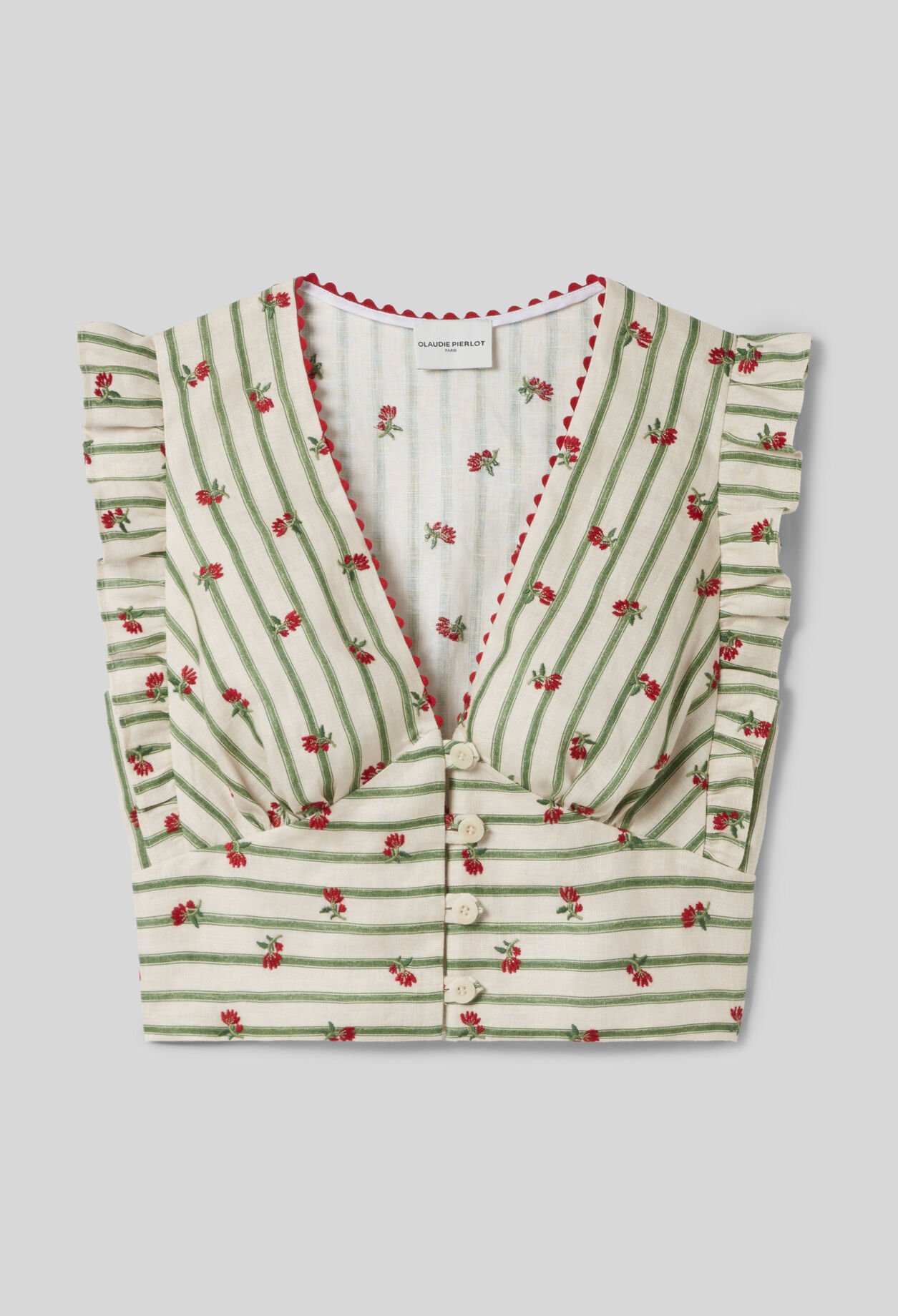 Top con volante y estampado