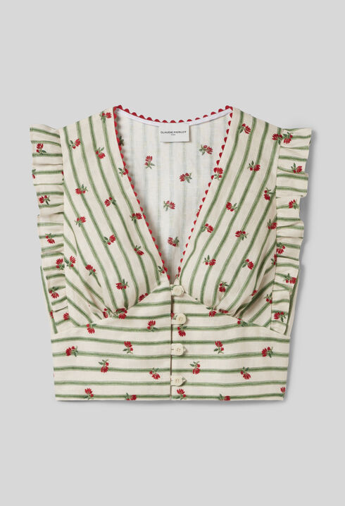 Top con volante y estampado
