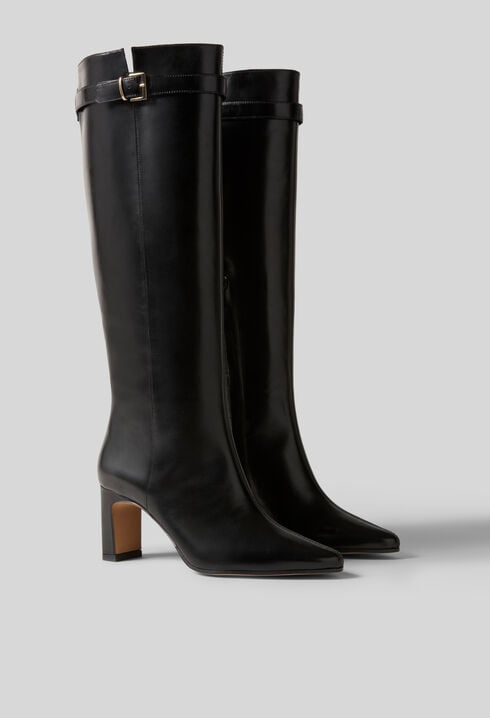 Botas altas de piel lisa encerada