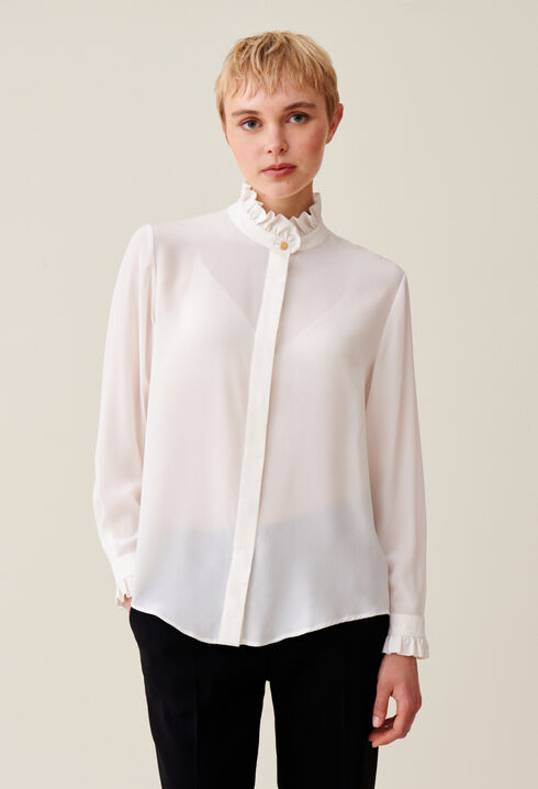 Camisa fluida cuello victoriano