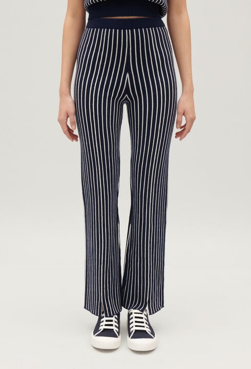 Pantalón de punto a rayas