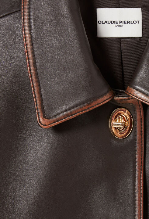 Chaqueta corta de cuero envejecido
