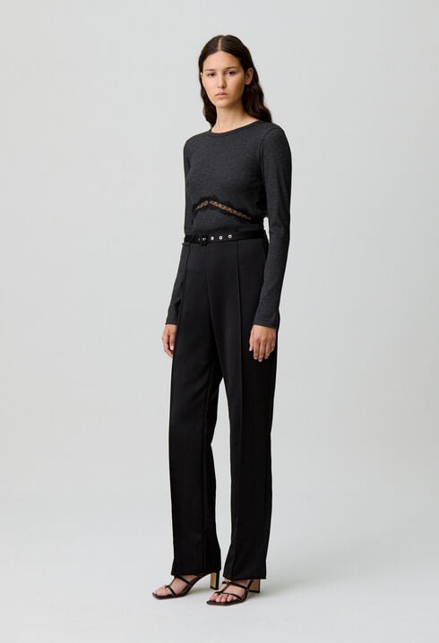 Pantalón recto satinado