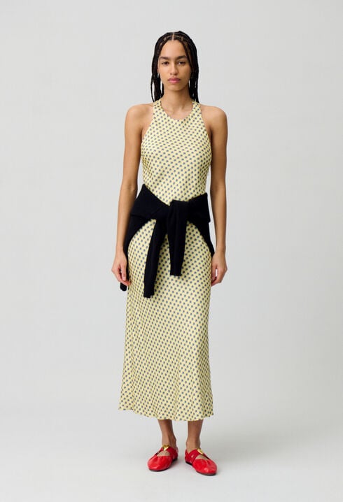 Vestido largo de raso