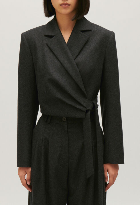 Chaqueta de traje corta gris chiné