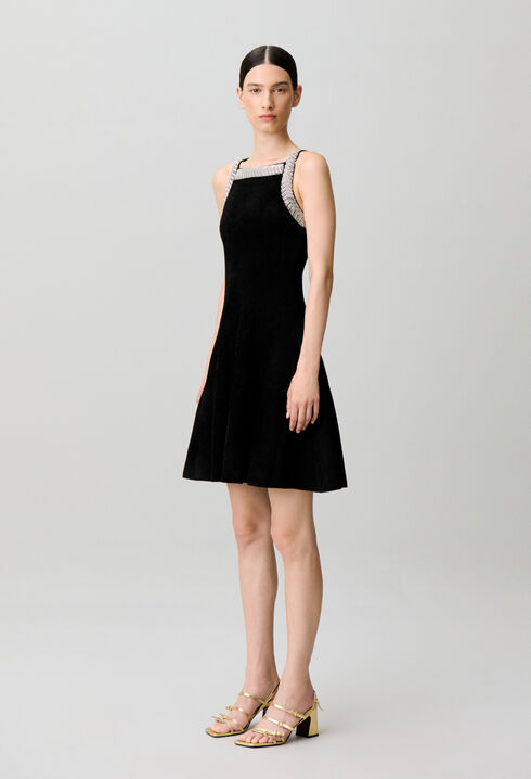 Vestido evas&eacute; terciopelo perlas