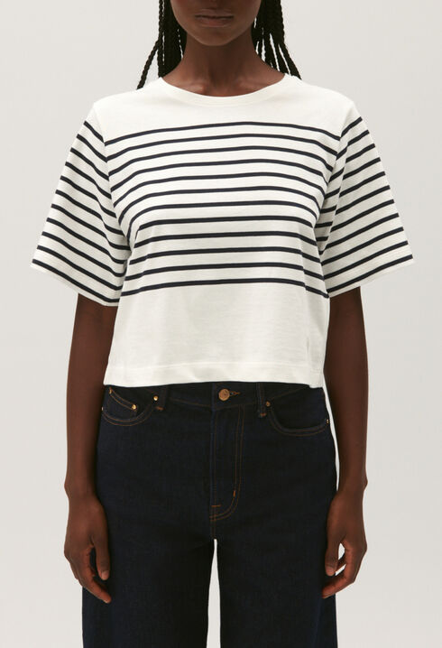 Camiseta a rayas color crudo