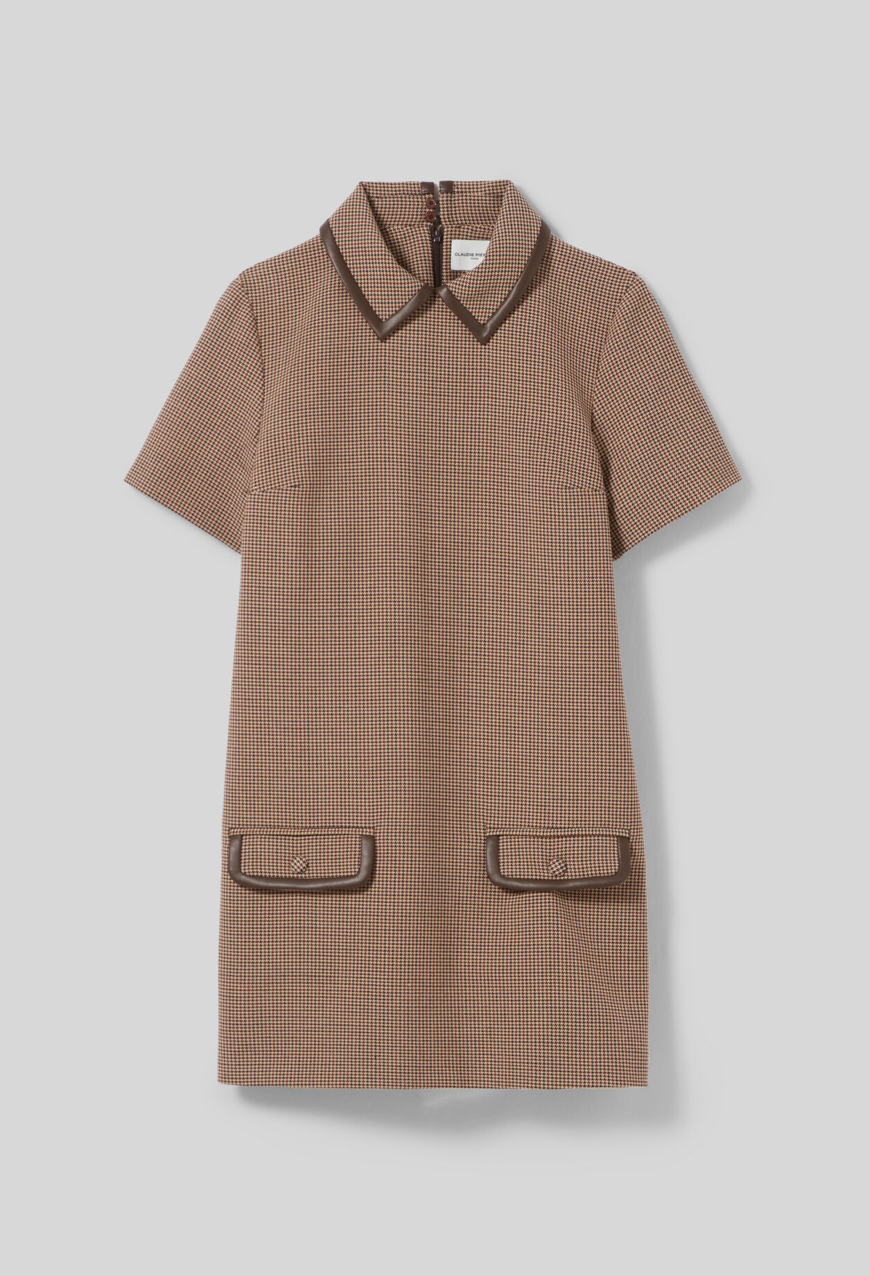 Vestido recto con cuero