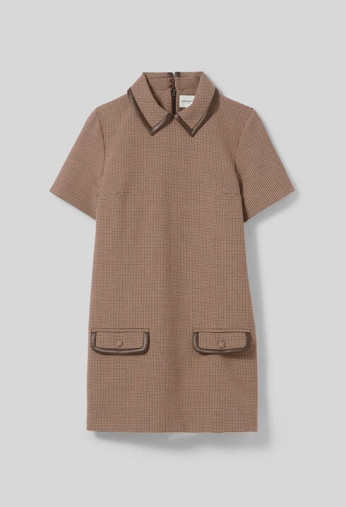 Vestido recto con cuero