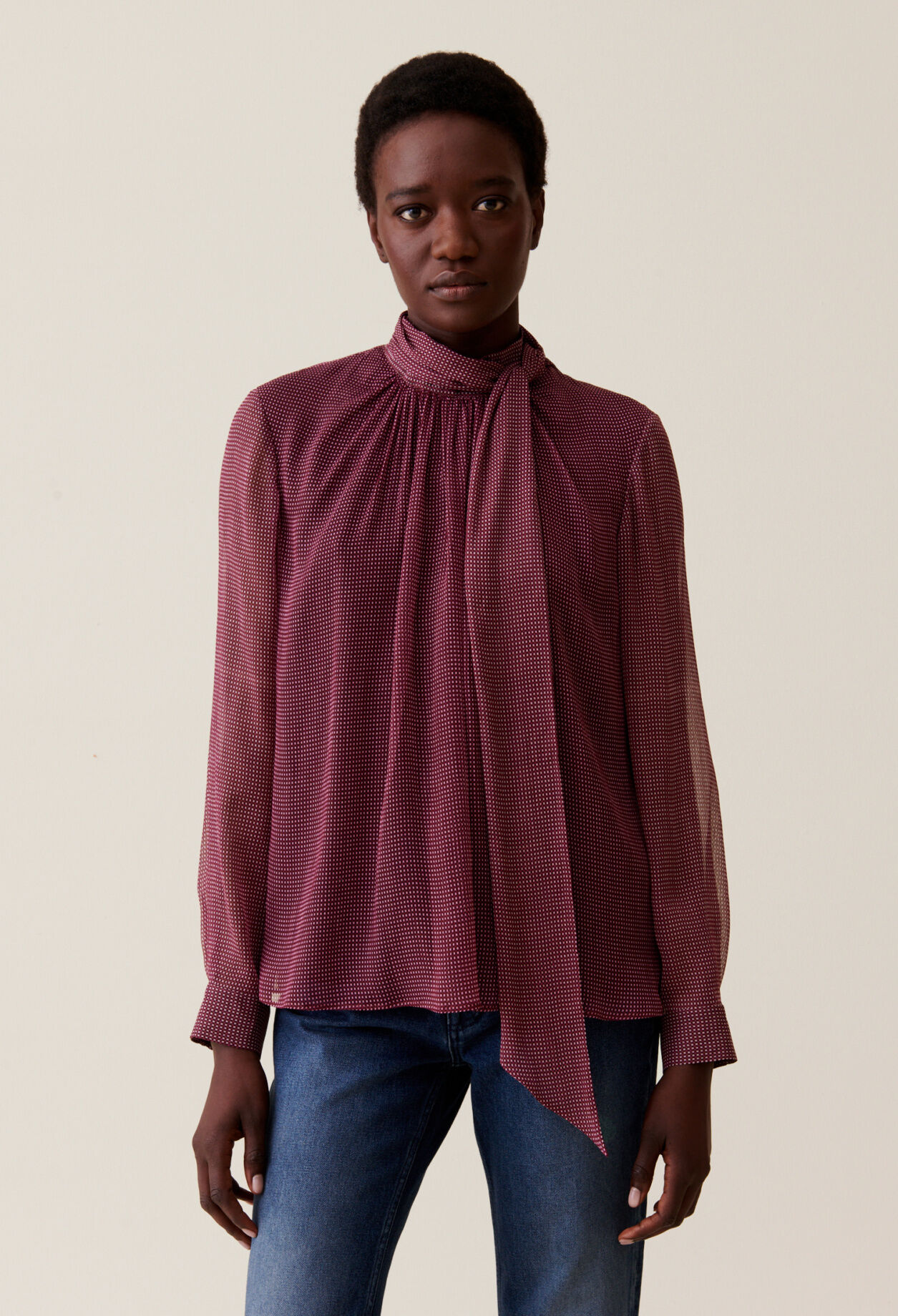 Blusa lazada cuadros fluida