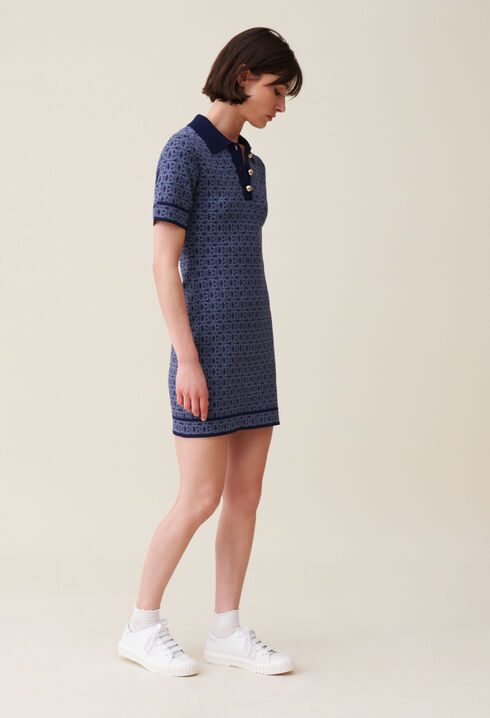 Vestido corto monograma marino