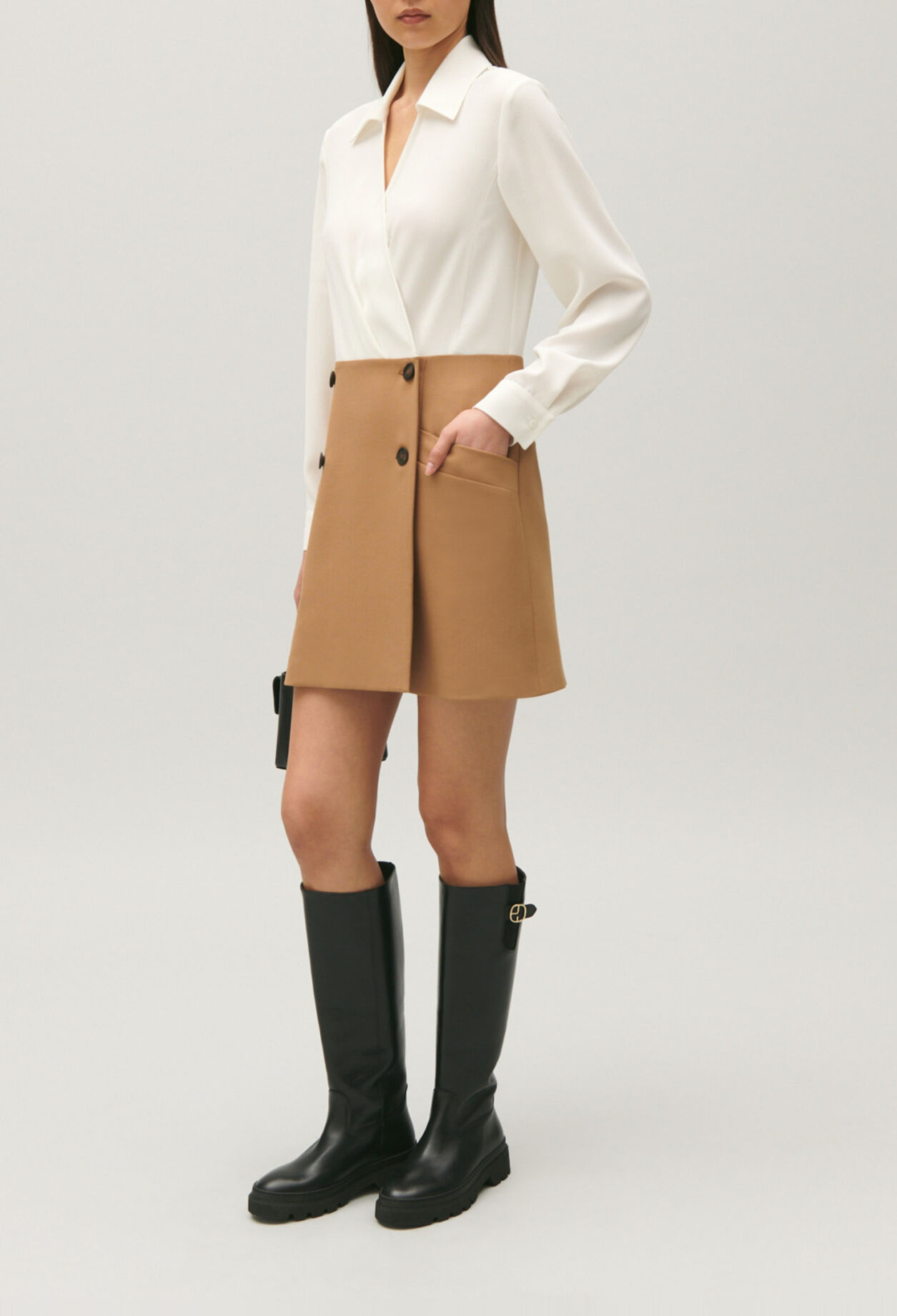 Vestido de sastre corto bicolor