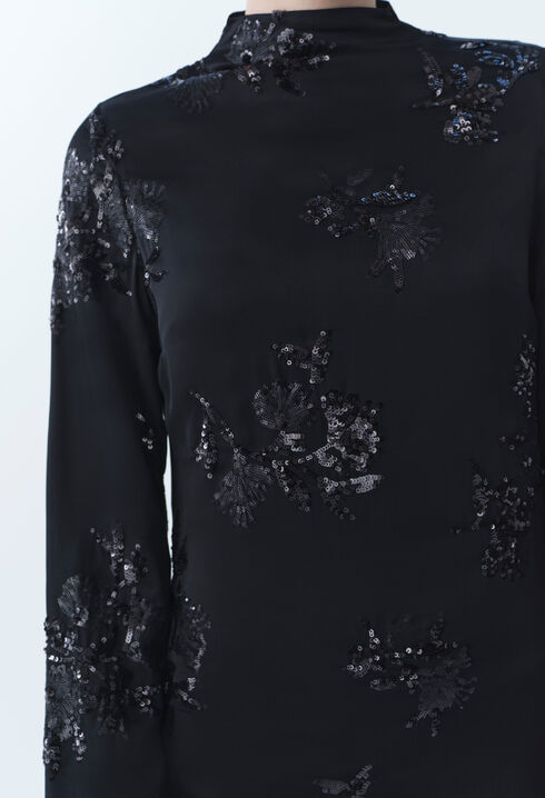 Vestido corto negro lentejuelas