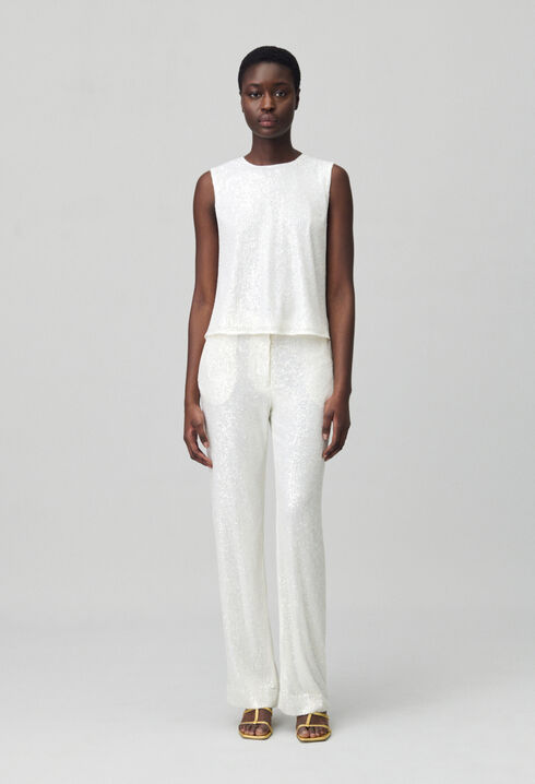 Pantalón de lentejuelas blanco