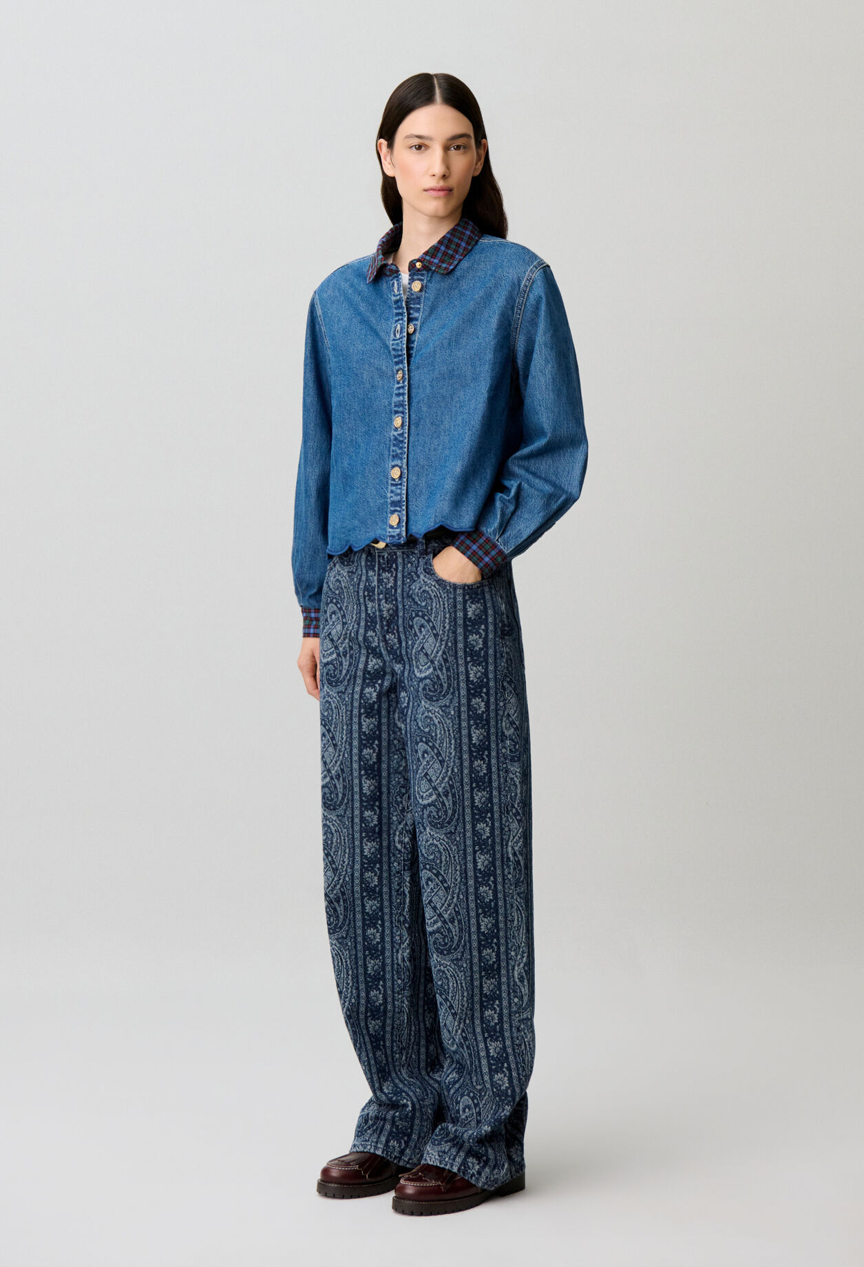 Camisa de denim de algod&oacute;n