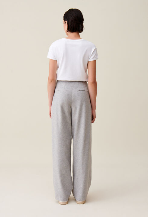 Pantalón ancho de punto gris claro