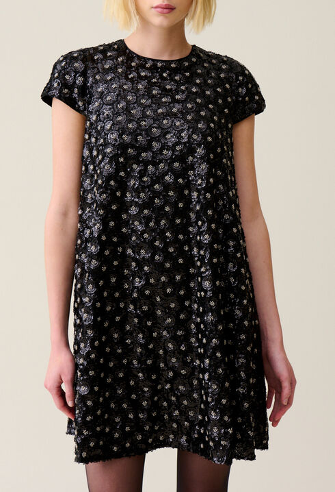 Vestido corto babydoll bordado