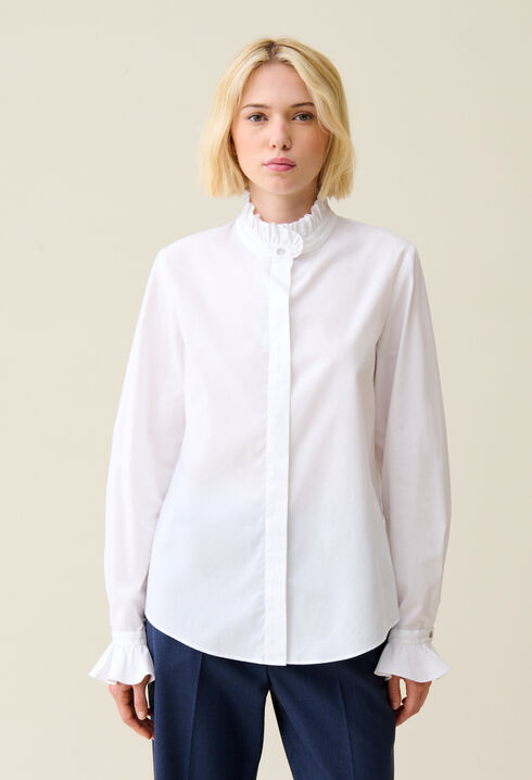 Blusa blanca cuello volante