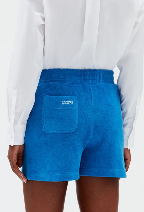 Pantalon corto de felpa azul