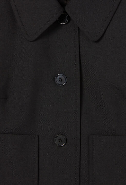 Chaqueta caja mezcla de lana negra