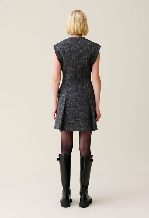 Vestido gris entallado de tweed