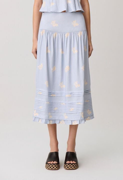 Falda midi de flores