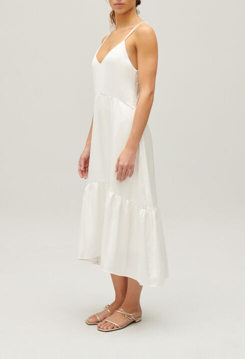 Vestido midi de raso