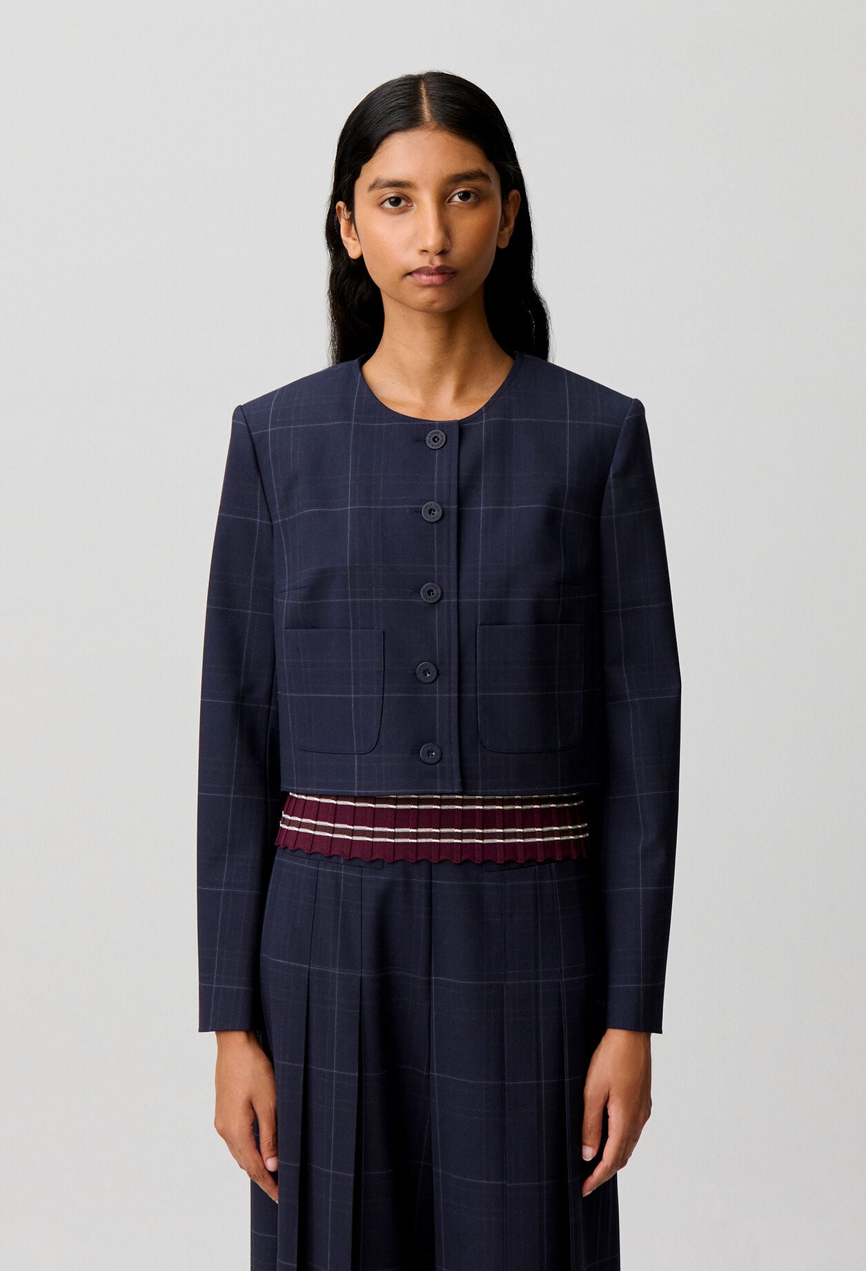 Chaqueta recta de cuadros