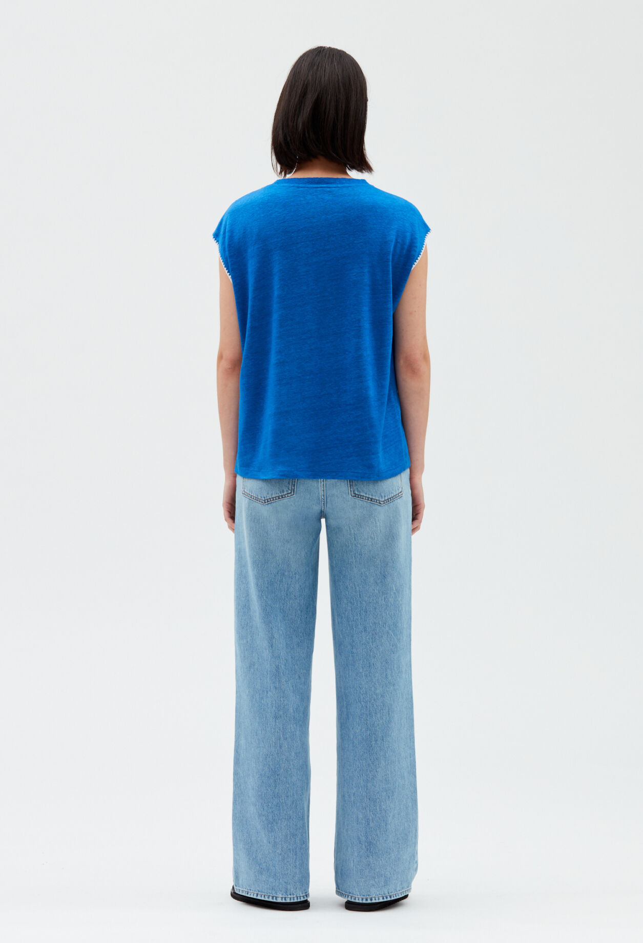 Camiseta lino azul