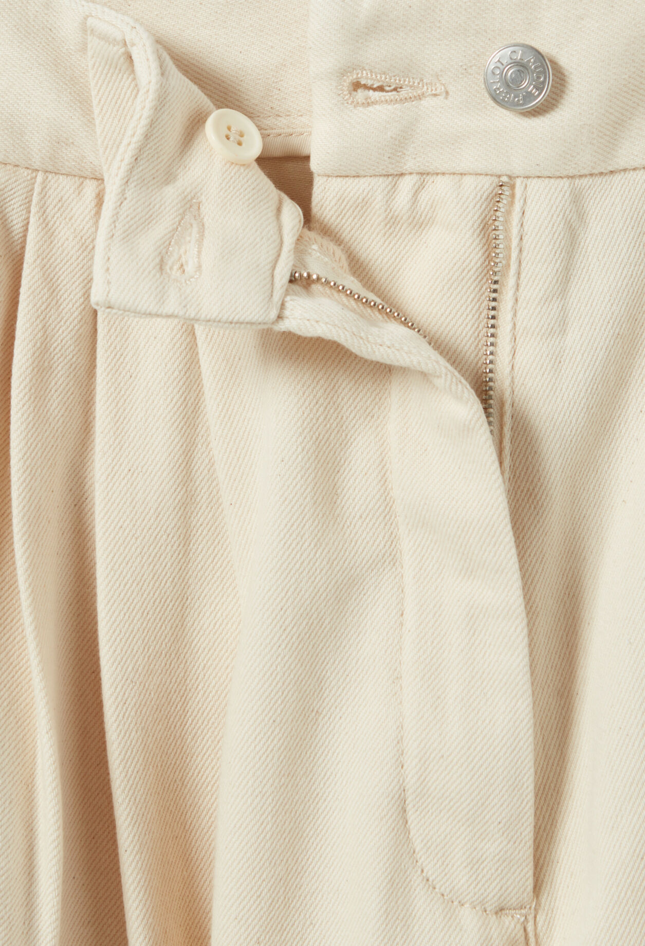 Pantalón denim ancho plisado