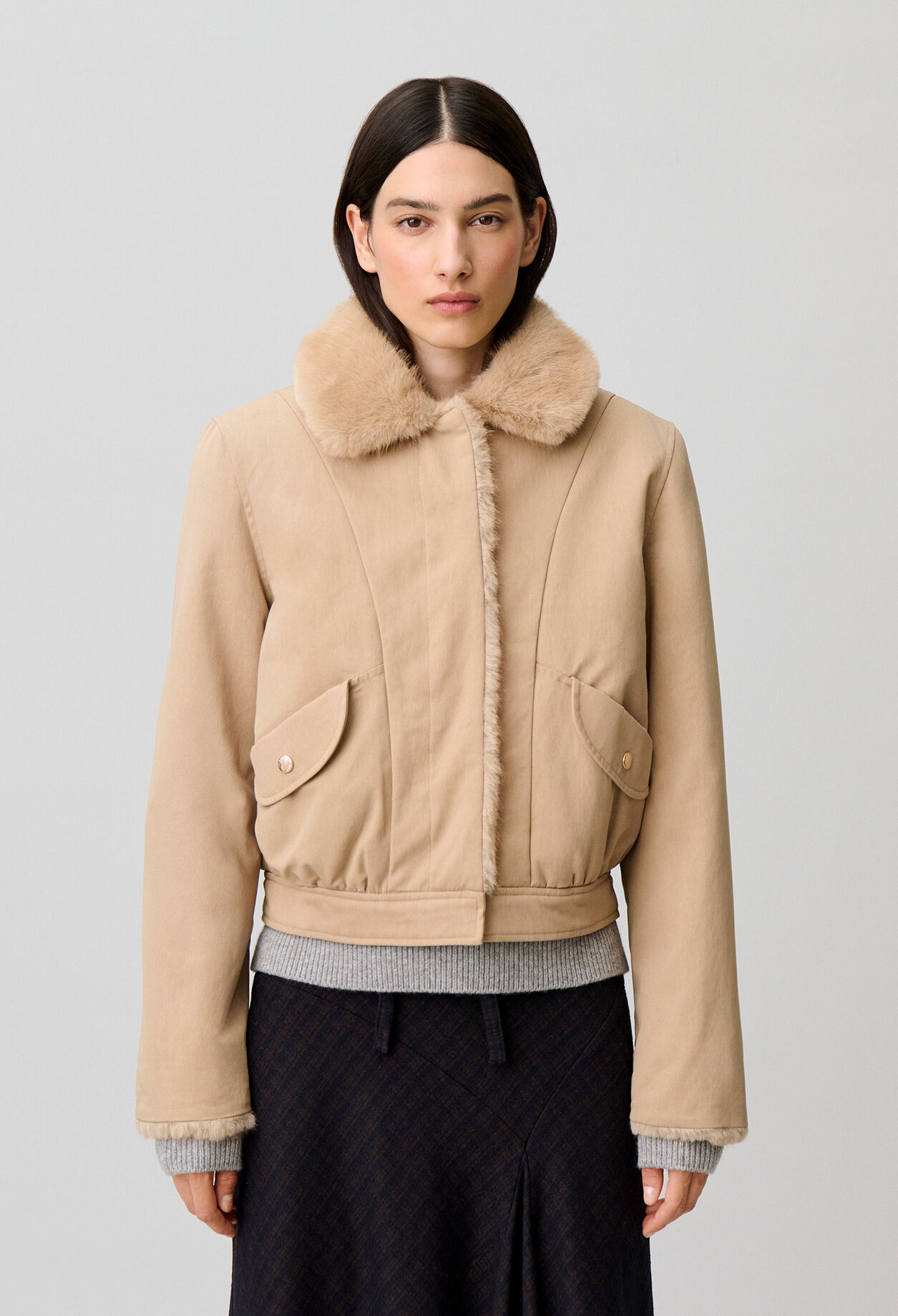 Parka corta de nylon reversible