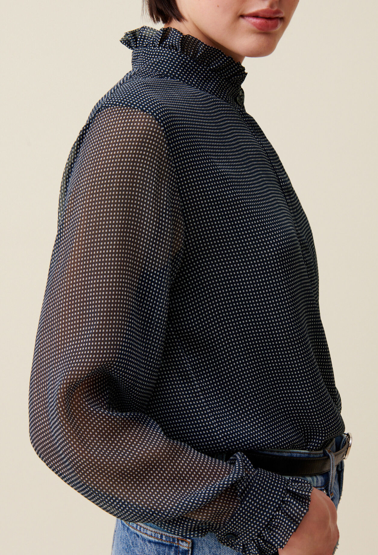 Camisa fluida a cuadros peque&ntilde;os