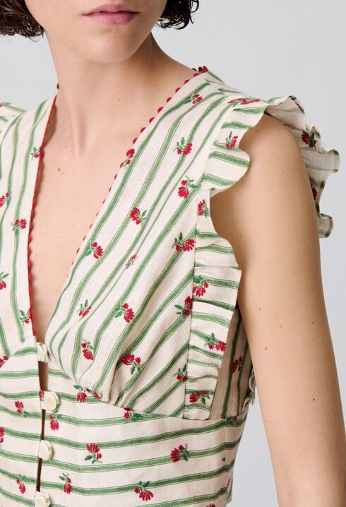 Top con volante y estampado