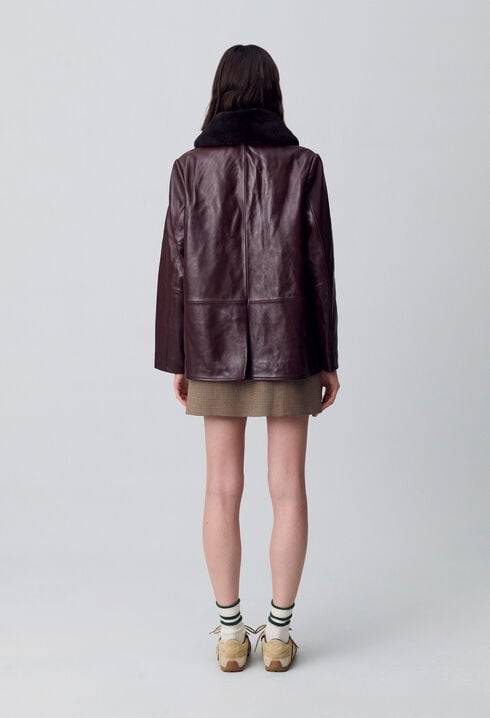 Chaqueta de cuero estilo oversize