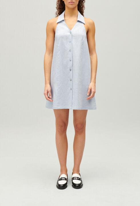 Vestido corto babydoll abotonado