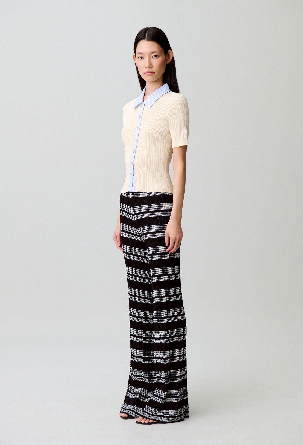 C&aacute;rdigan bimateria de rayas