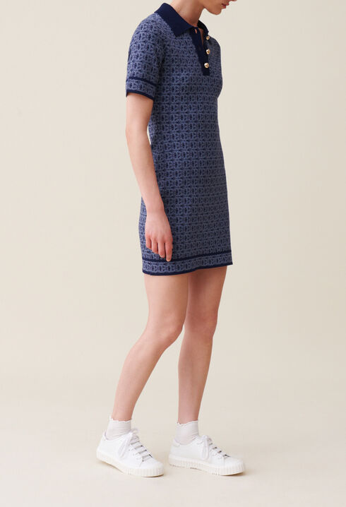 Vestido corto monograma marino