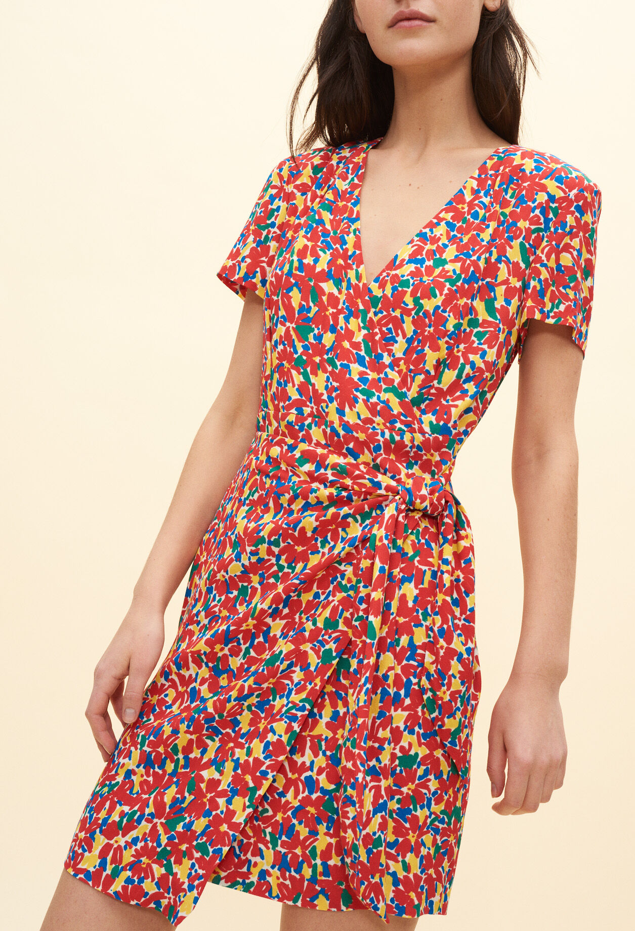 Vestido cruzado estampado