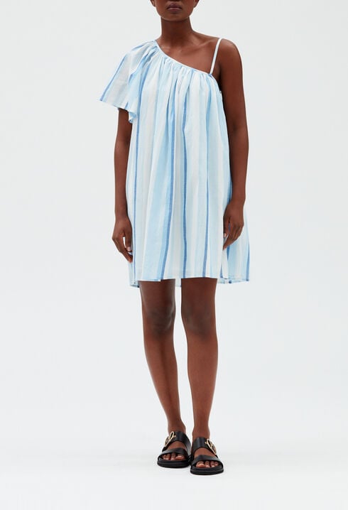 Vestido corto asimétrico azul