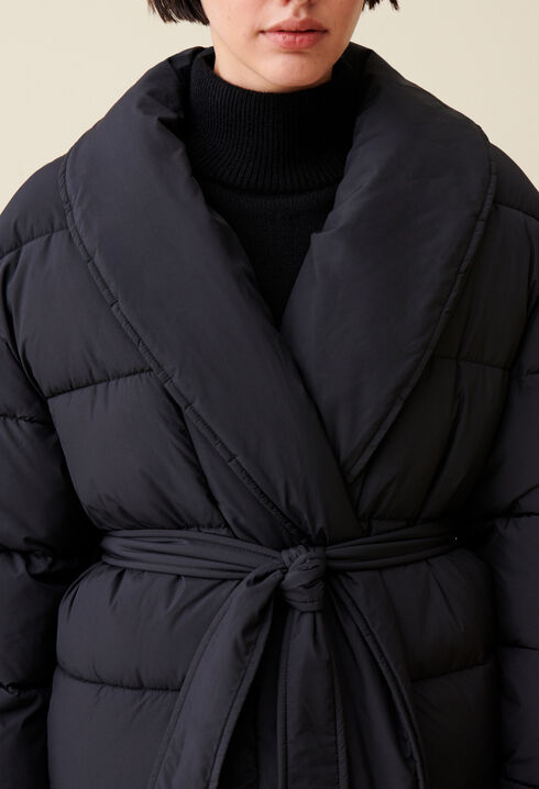 Chaqueta cuello chal con cintur&oacute;n